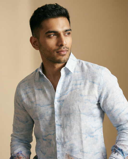 Azure Mirage Sketch Shirt