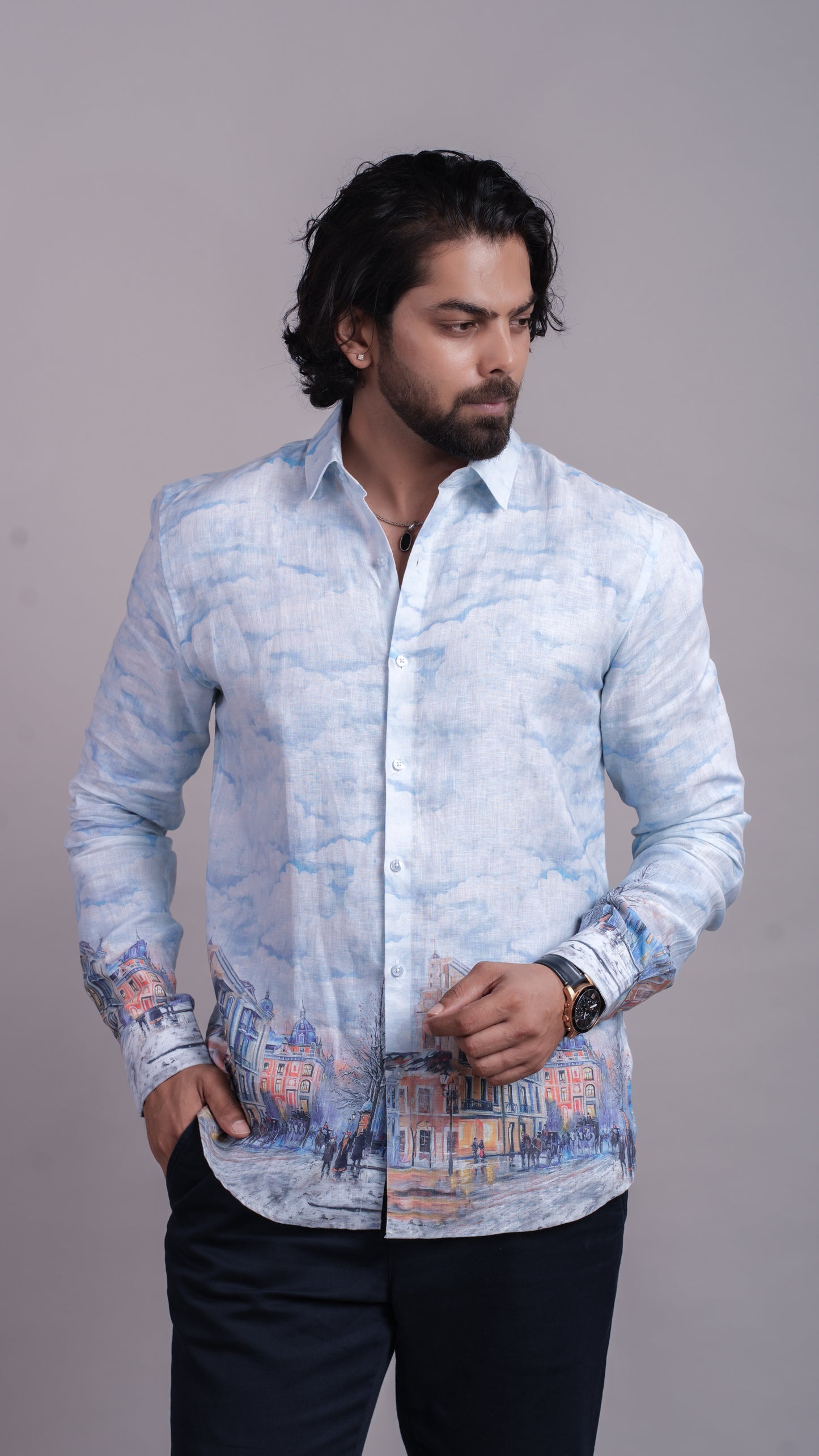 Azure Mirage Sketch Shirt