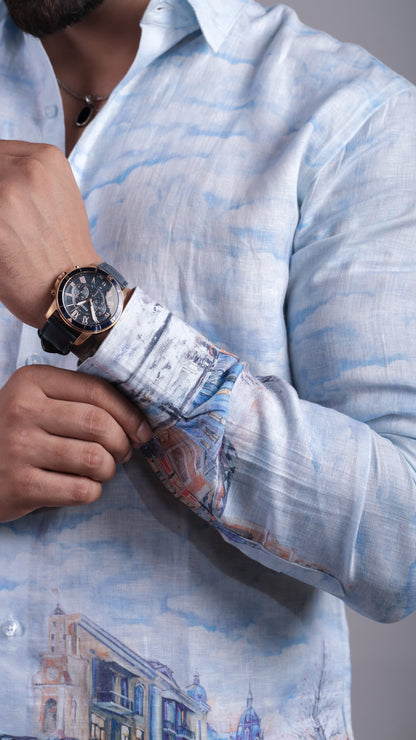 Azure Mirage Sketch Shirt