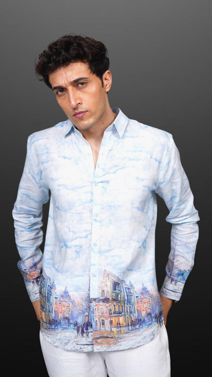 Azure Mirage Sketch Shirt