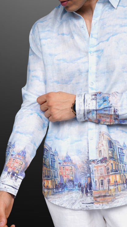 Azure Mirage Sketch Shirt